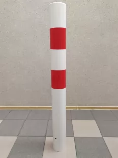 Słupek parkingowy blokujący U-12c | metalowy, 120(80) cm, do wkopania, drogowy, biało-czerwony